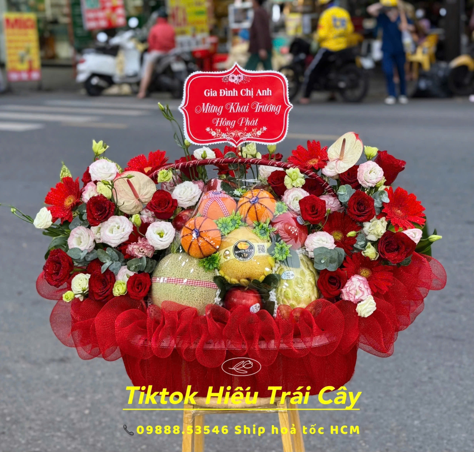 giỏ trái cây kèm hoa 08