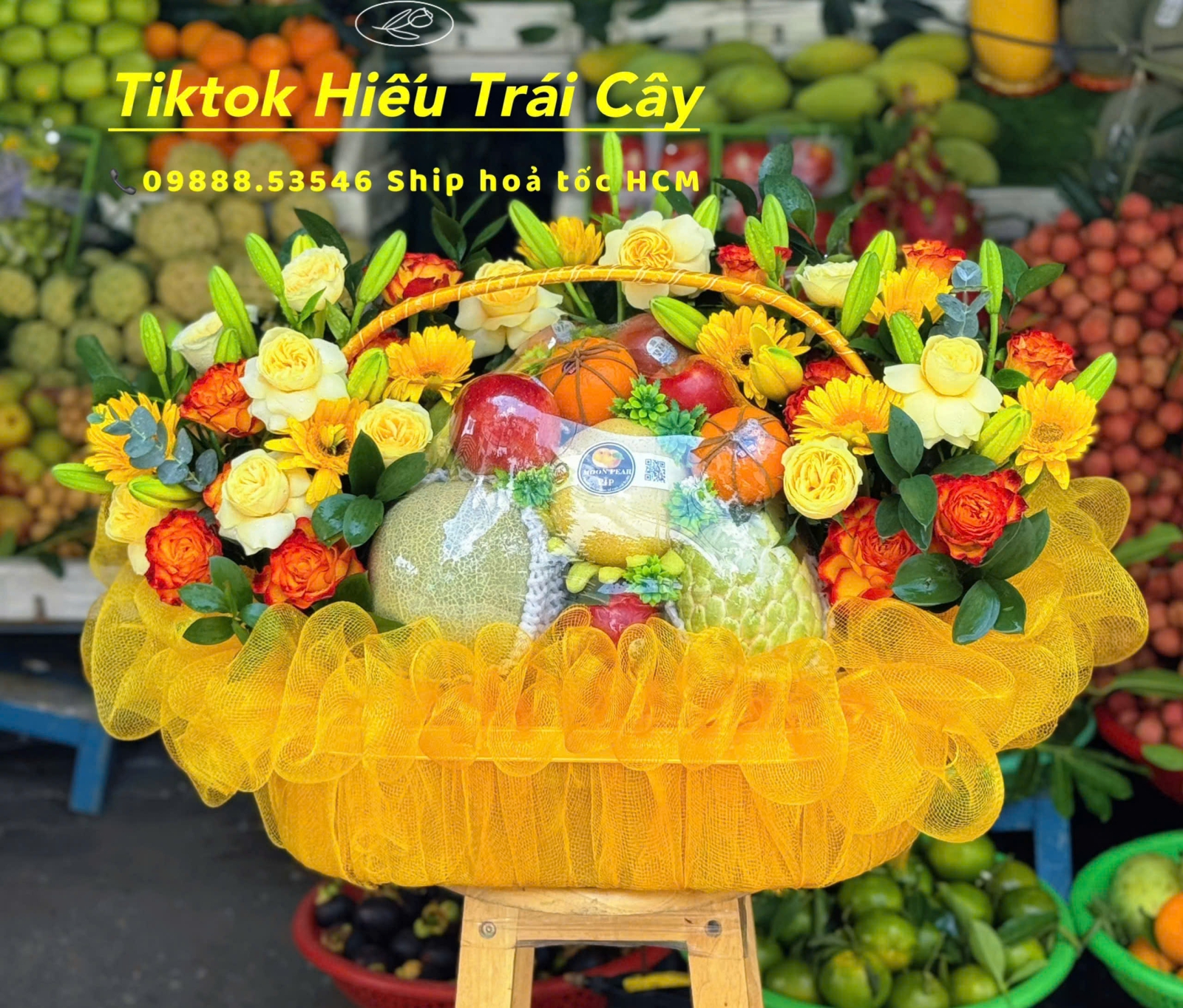 giỏ trái cây kèm hoa 10