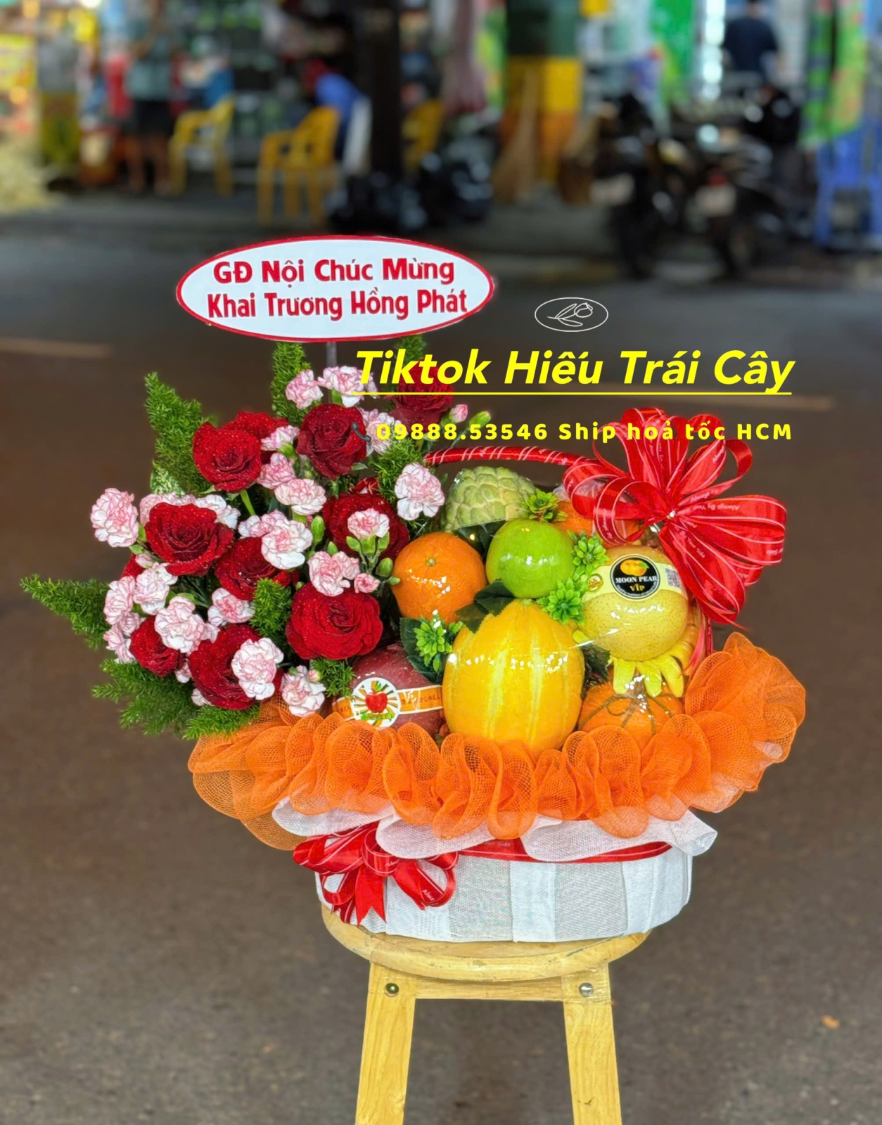 giỏ trái cây kèm hoa 13